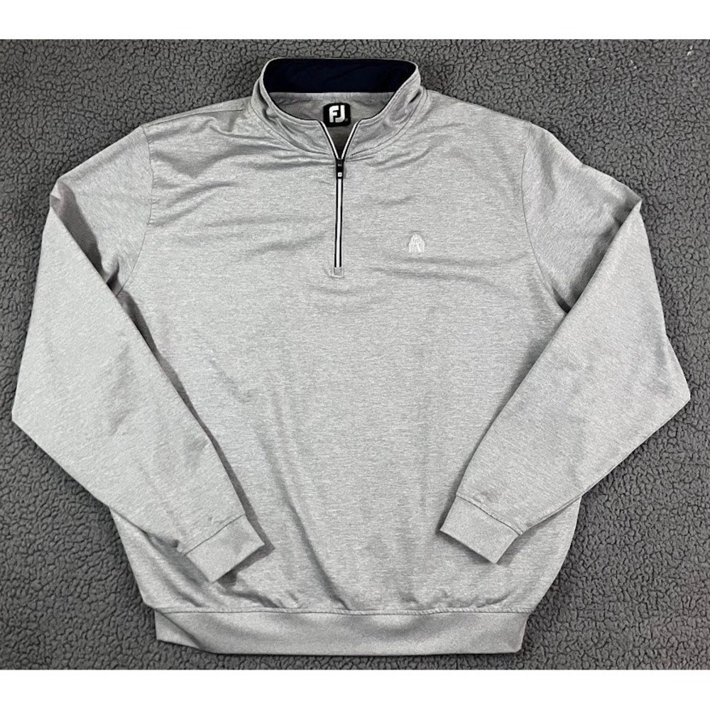 FootJoy Mens XXL Gray Heather Quarter Zip Golf Pullover Willow Tree Logo